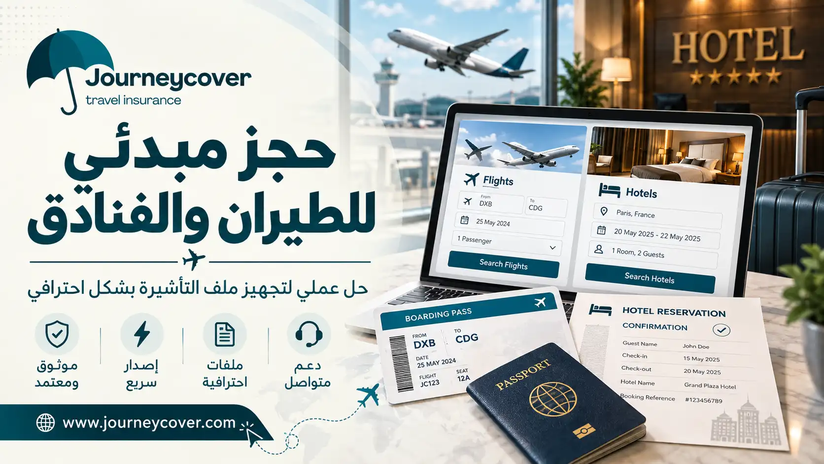 حجز مبدئي للطيران والفنادق